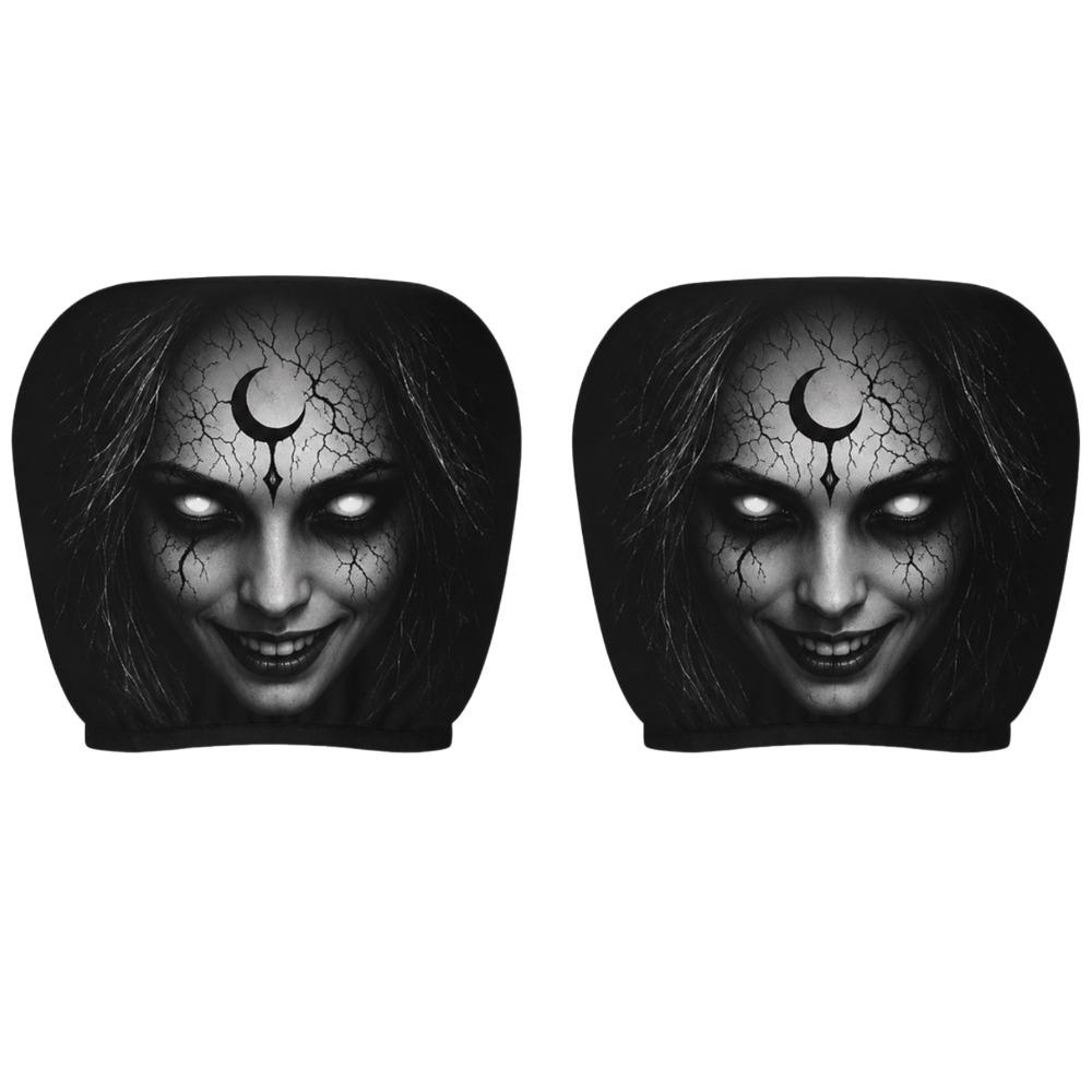 2Pcs Cartoon Car Headrest Covers Exaggerated Car Seat Headcover Halloween Christmas Holiday