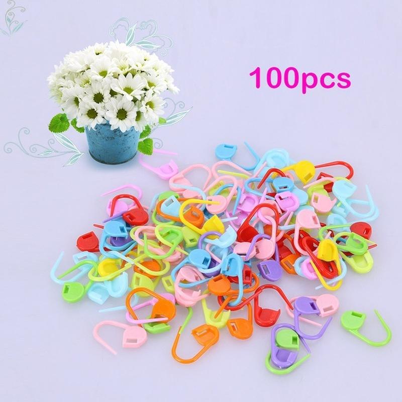 100 peças/saco Mini Estojo Tricô Crochê Marcadores de Ponto de Travamento de Plástico Acessórios de Costura