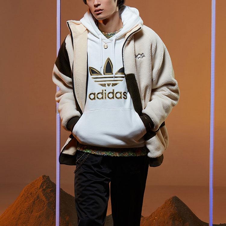 Adidas Hanorac cu șnur Originals Logo Trefoil Metalic Bărbați Hanorac Alb GT4359