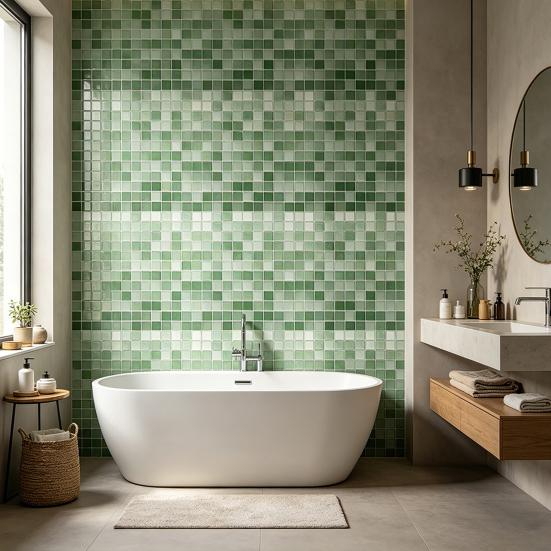 2Pcs Mosaic Wall Tile Stickers, 3D Self Adhesive Tile Stickers, Retro Waterproof And Oil-Proof Wall Decals, Peel And Stick Backsplash Decals
