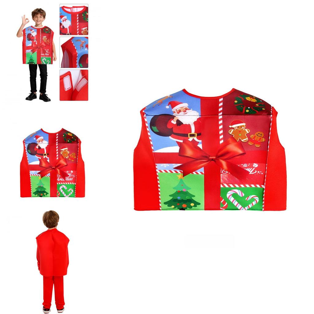 Christmas Gift Box Costume For Kids With Sponge Material For Holiday Stage Performances