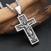 Vintage 316L Stainless Steel Cross Jesus Pendant Necklaces For Men Boys Punk Fashion Christian Amulet Jewelry Gifts