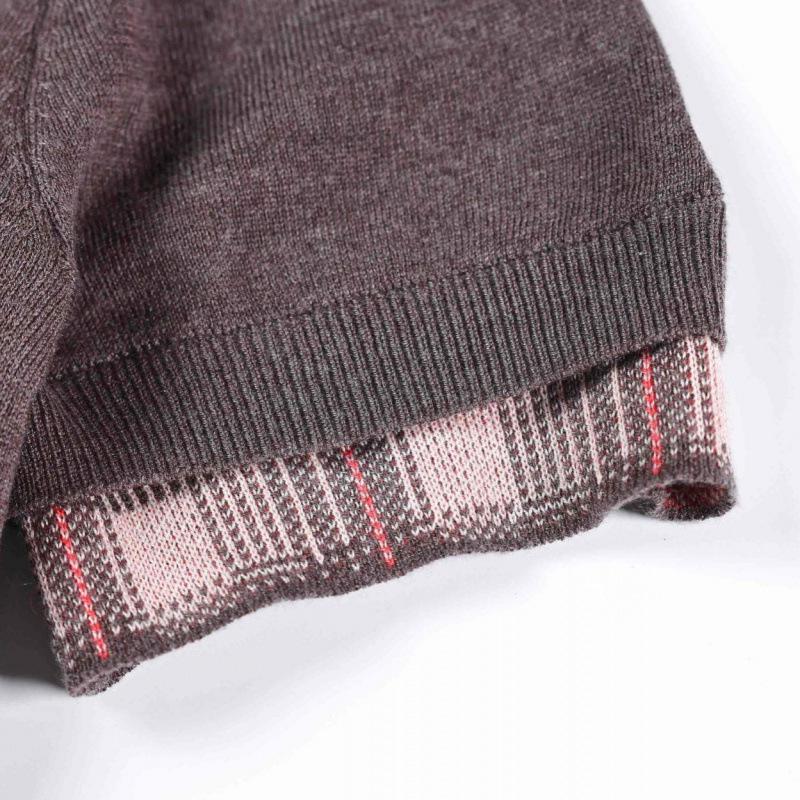 Retro Plaid Patchwork Short Sleeve Knit Top for Women