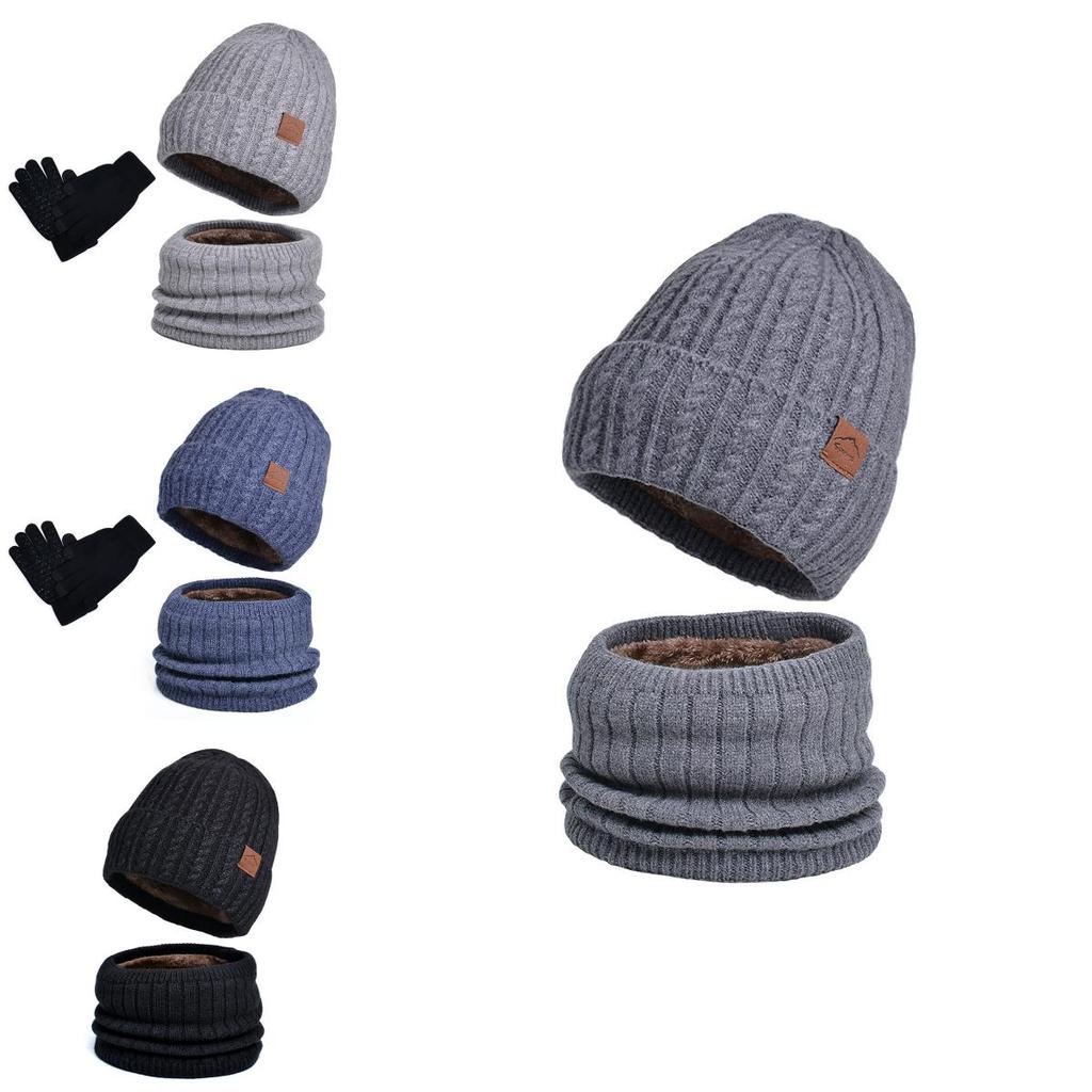 Winter Knit Hat Scarf Gloves Bundle With Lining Breathable Windproof For Casual Outdoor Use