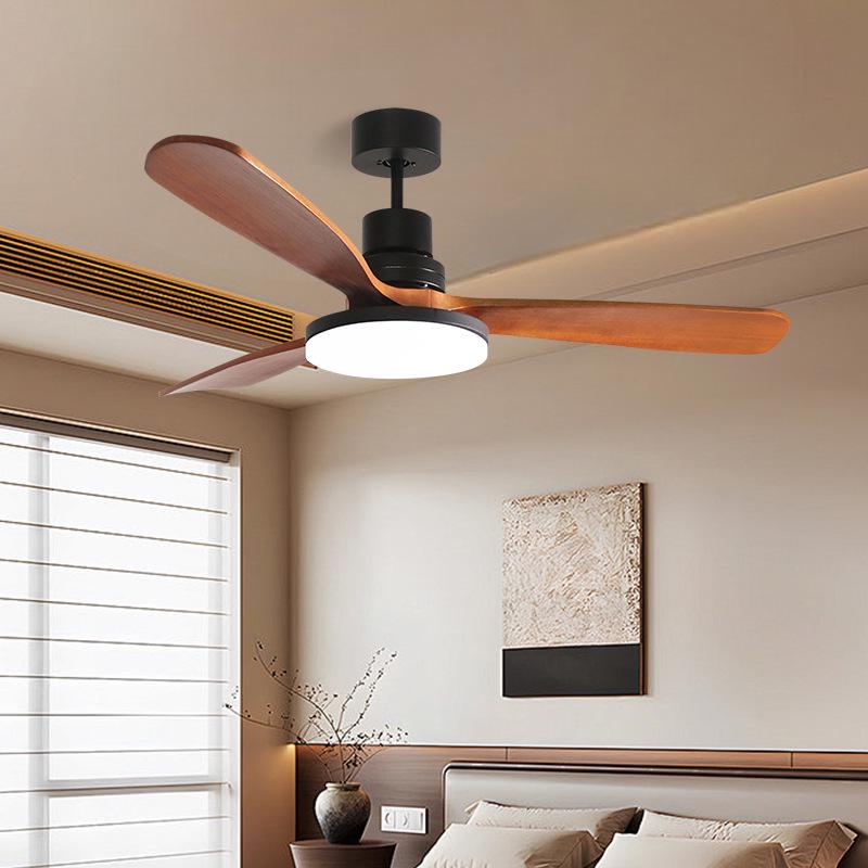 Mid-Century Retro Silent Ceiling Fan Light with Solid Wood Style and Full Spectrum Eye Protection for Bedroom, Living Room, or Dining Room.