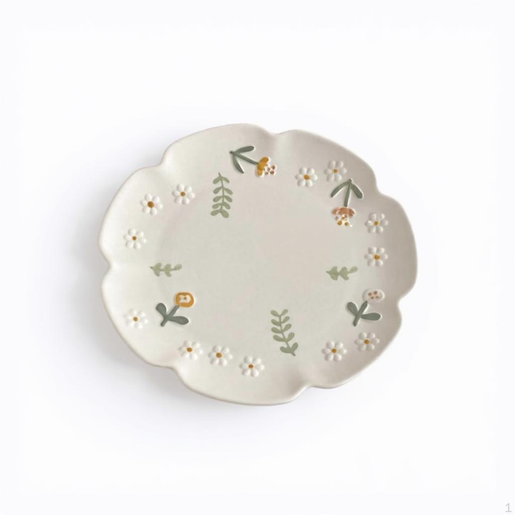 Flower Ceramic Plate, Appetizer Dessert Cute Tableware, Multifunctional Soup Spoon