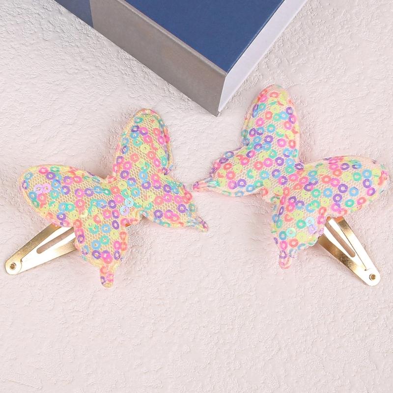Sequined Casual Barrettes Hair Clip Bowknot Sweet Star Flat Clip Hairpin Star Bowknot 2000s Hair Clip for Bunches