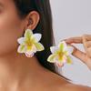 Orchid Flower Necklace Cloth Simulation Flower Earrings Personality Clavicle Chain  Girl