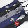 Men'S Zipper Tie, Solid Color 5Cm Small Narrow Version, Custom Logo Lazy Easy To Pull Chinese Style Tie