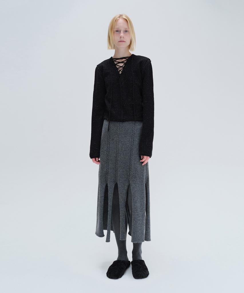 Daiaegeuneol Unbalance Slit Knit Dress (Charcoal)