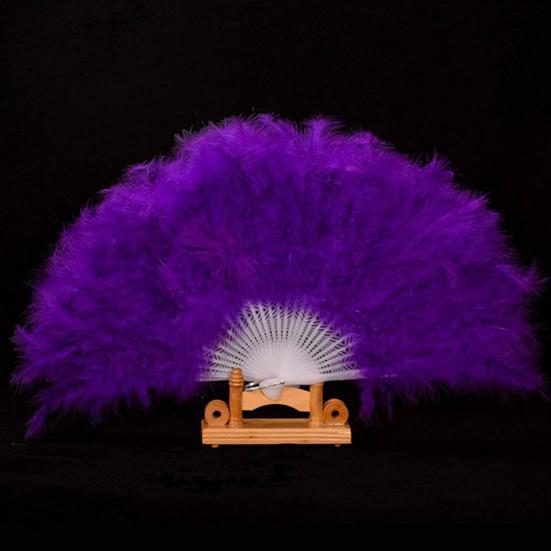 Vintage Feather Folding Fan Dance Stage Performance Hand Held Fan Portable Decoration Fan Wedding Costume Party Accessories