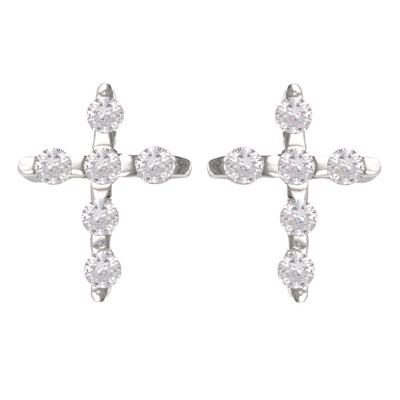 [Q2947] - Ohrringe Silber 'Kreuz' weißsilber (rhodiniert) - 9x7 mm