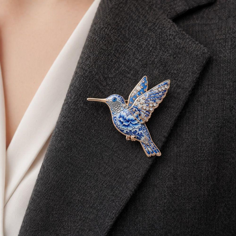 Classic Chinese Ceramic Lapel Pin Jingdezhen Style Jewelry Clothing Decoration
