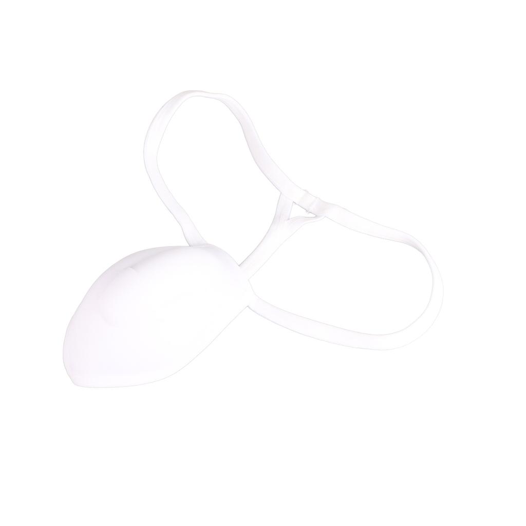 Men Bulge Cup Soft Polyester Cotton Stereo Shape Bulge Covering Up Underwear Cup with Strap White