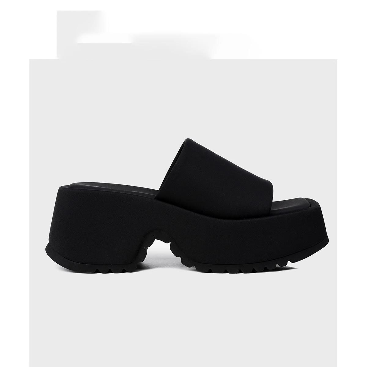 

Европейский толстоподошвенный маленький человек, носящий крутые тапочки для женщин 2025 лето новые модные и удобные универсальные тапочки для увеличения роста для 40 чёрный