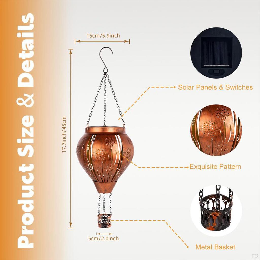Outdoor Solar Air Balloon Pendant Lantern Waterproof Ornamental Versatile Hollow Pattern