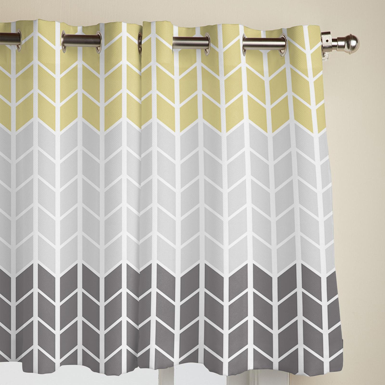 Геометрические желто-серые оконные шторы для гостиной — фото 3