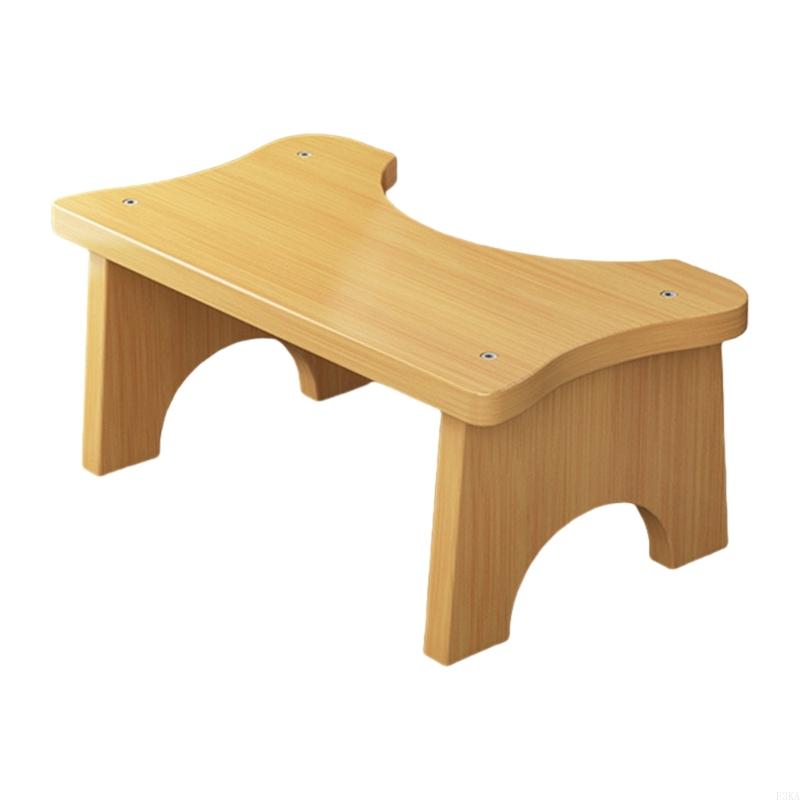 Reinforced Bamboo Bathroom Stool not Slip Base Ergonomic Footrest for Toilet