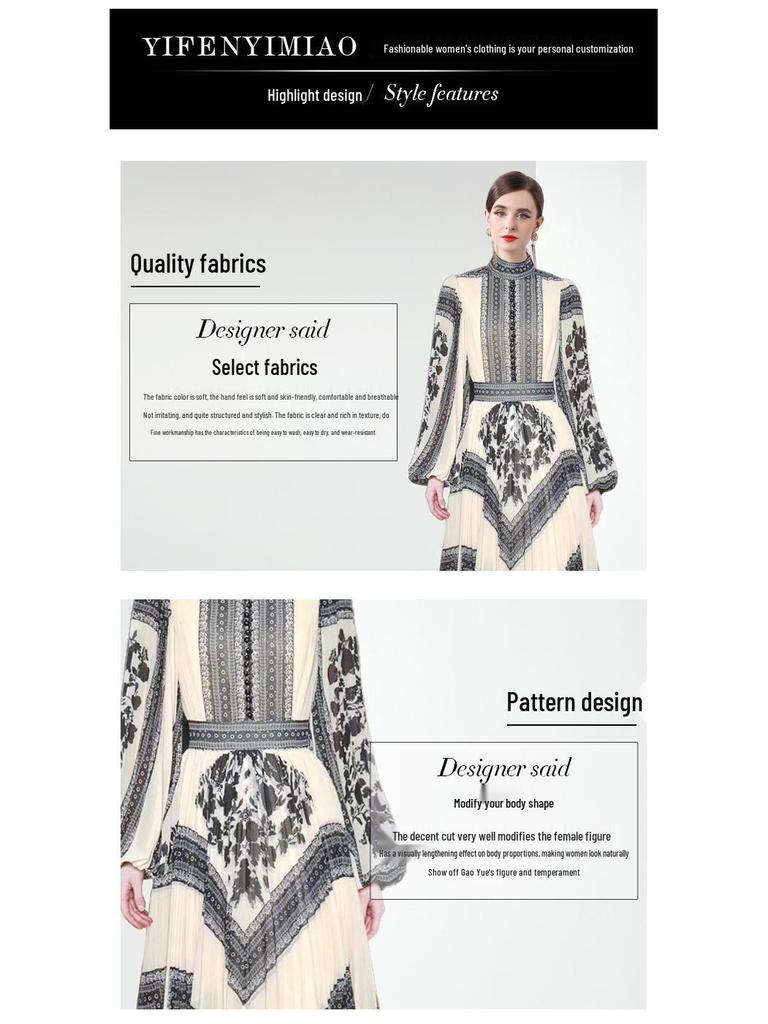 2025 Europäisches & Amerikanisches Floralprint-Falten-Abendkleid