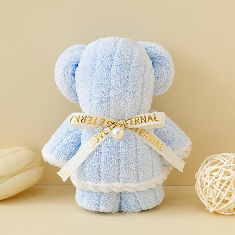 1pc Cartoon Cute Coral Velvet Bear Towel Square Towel Holiday Birthday Wedding Valentine's Day Souvenir Gift Household Washcloth