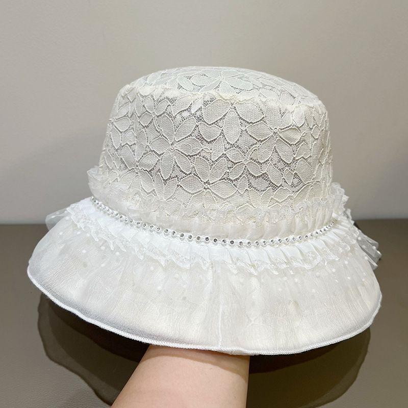 New Lace Skirt Edge Fisherman Hat for Women, Versatile for Summer Outings Outdoor Sun Protection Fisherman Hat