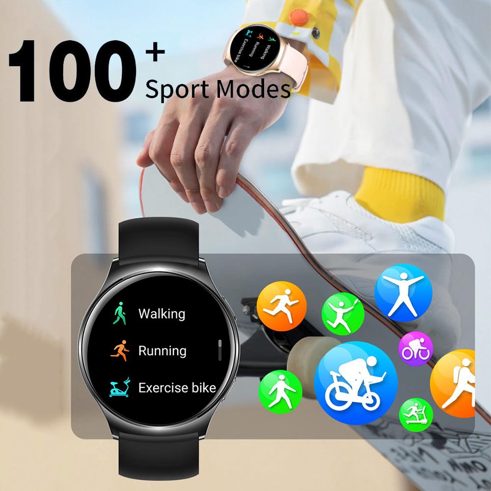 Men Women 1.43"  Screen Blue Tooth Call Smart Watch Heart Rate Waterproof 100+ Sport Modes Watches Music Lady Smartwatch