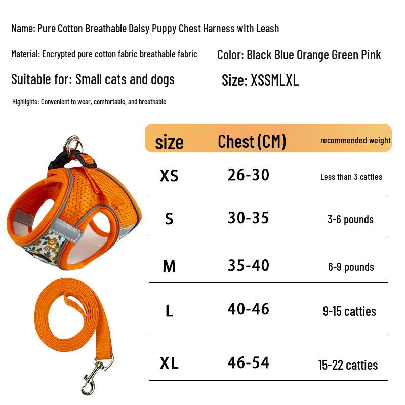 Reflective Anti-Escape Summer Cat Harness - Breathable Vest-Style Leash