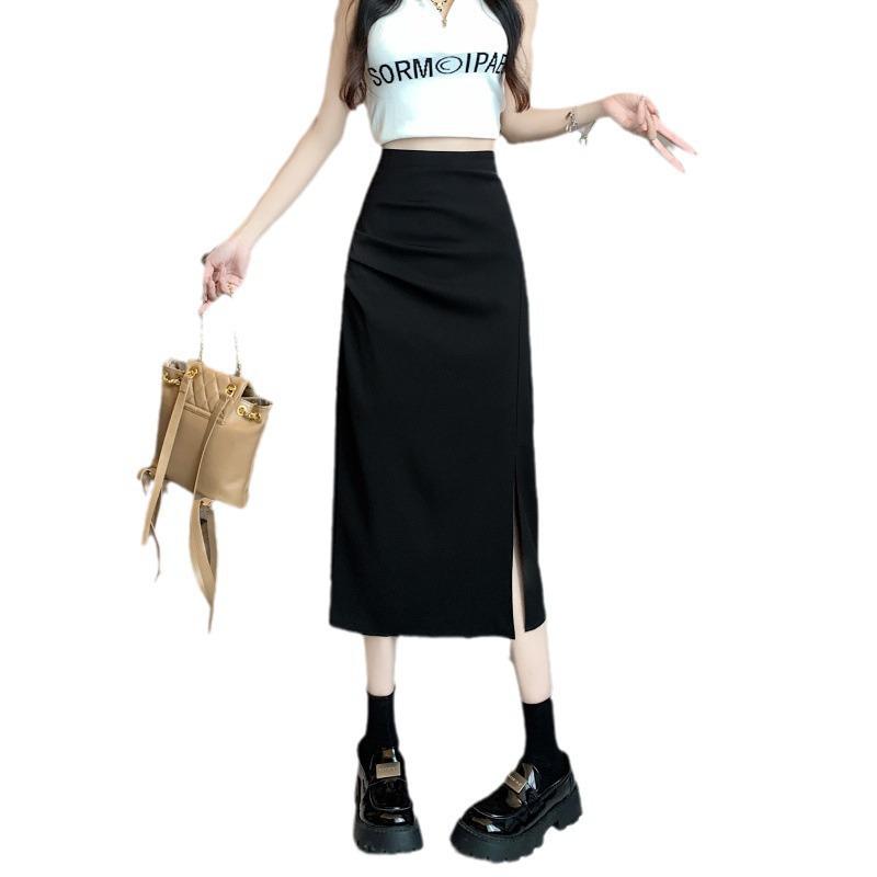 Damen High Waist Schlankmachender A-Linien Midi-Rock mit Schlitz - Frühherbstkollektion 2025