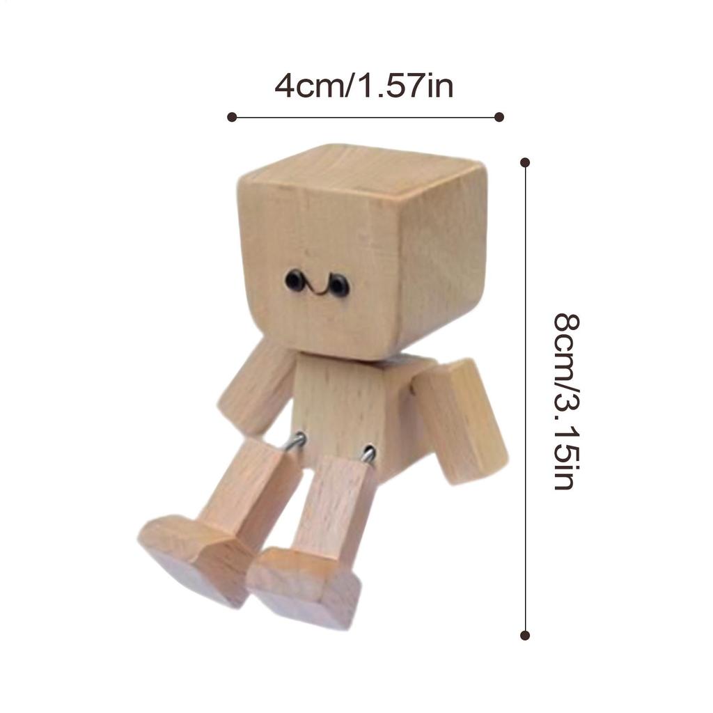 Car Ornament Shaking Feet Wooden Doll with Magnetic Base 12 Changeable Expression Cute Accessories Auto Interior decoration