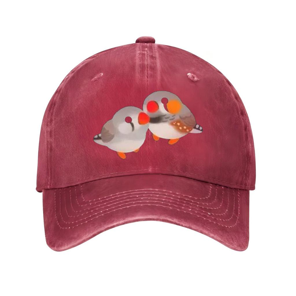 Cute Zebra Finch Birds Couple Baseball Cap Adjustable Cotton Printed Casual Hat for Bird Lovers