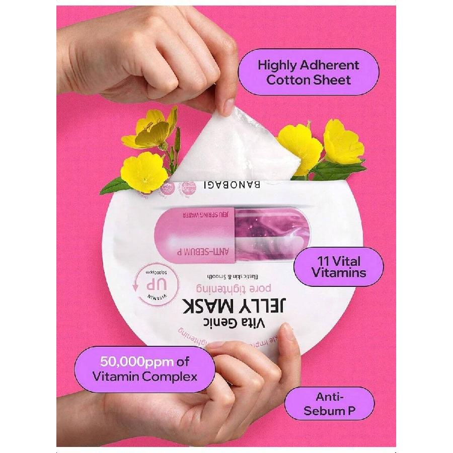 Banobagi Vita Genic Jelly Pore Tightening Face Masks - 30ml/10 Sheets | Infused With Essence And An 11 - Vitamin Complex