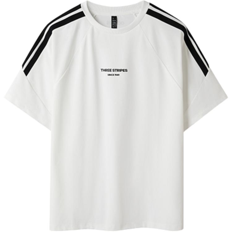 Adidas 3-Stripes Striped Sports Casual Moisture-Wicking Breathable Short Sleeve T-Shirt Unisex Tops White KB8197