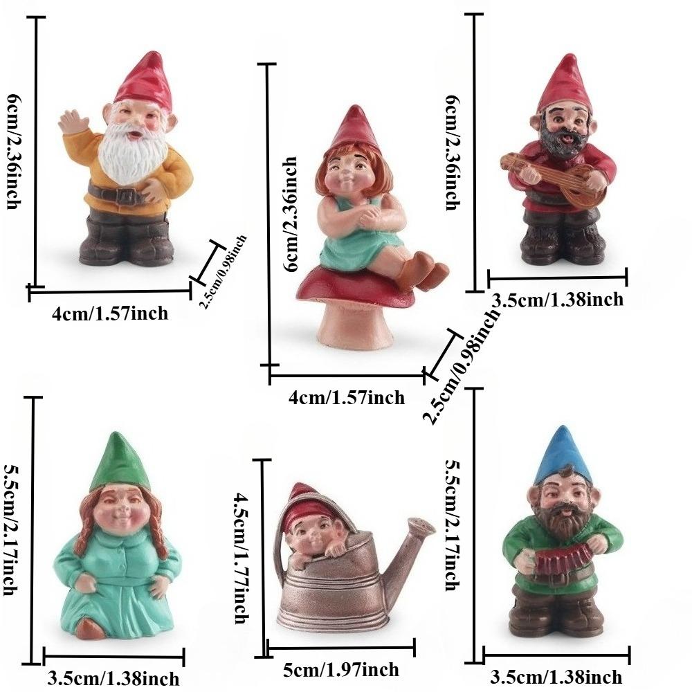 Miniature Gnome Figurines Set Fairy Garden Accessories Mini Fairy Gnomes Statue Décor Home Decoration Hand Painted Ornament