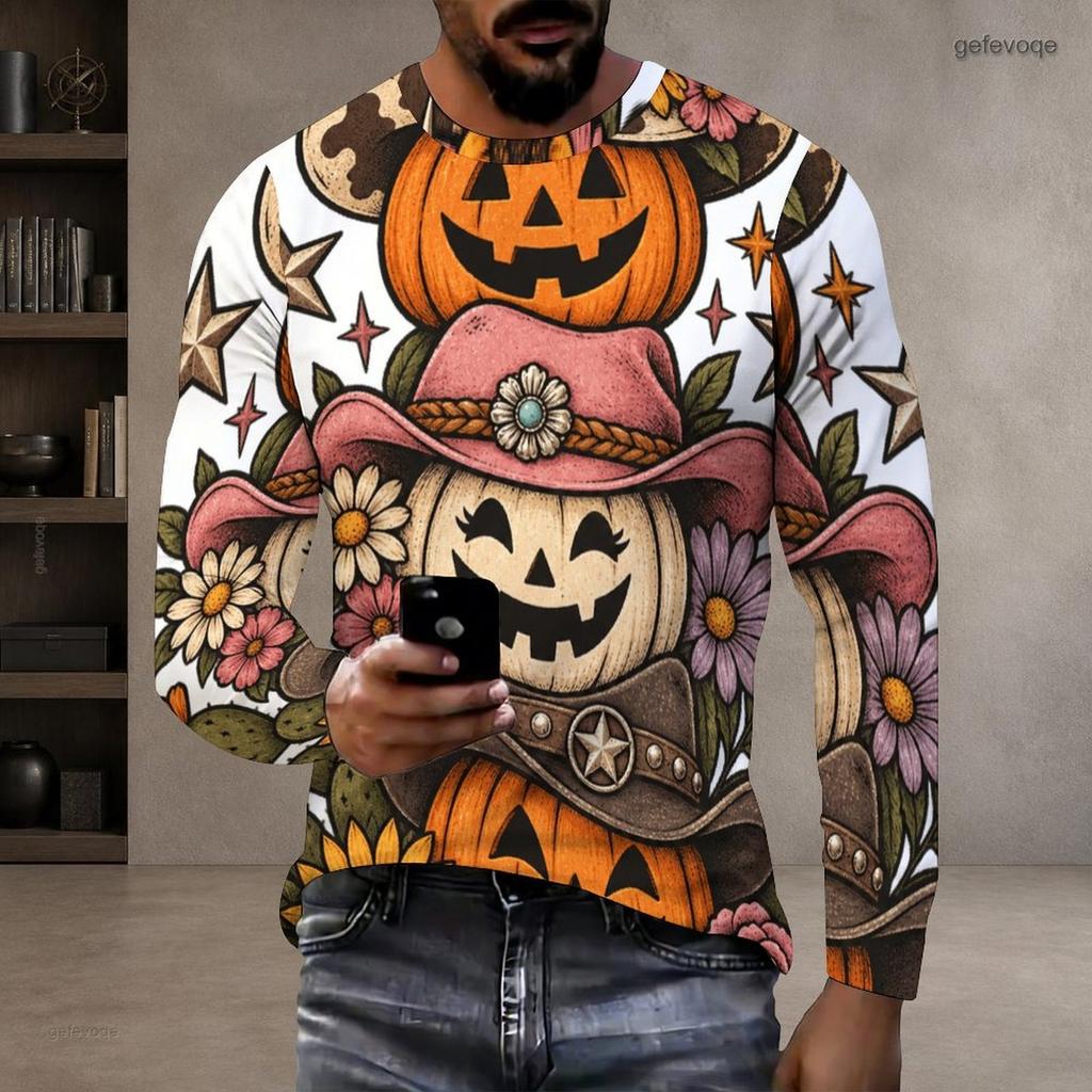 Men Plus Size Crew Neck Long Sleeve Shirt Black Gothic Skull Snake Graphic Casual Street Style Top