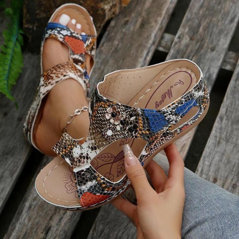 New Spring Women's Plus Size Hollow-Out Open-Toe Wedge Peep-Toe One-Strap Slippers