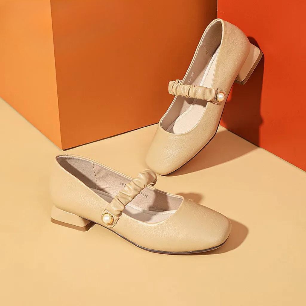 

Женские туфли Мэри Джейн Летние На среднем и высоком каблуке Французский вечерний стиль Маленькие кожаные туфли Тонкие одинарные туфли 41 абрикосовый