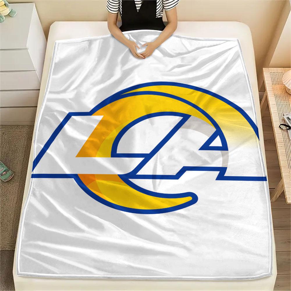 LA Rams Printed Flannel Blanket, Soft Throw for Bedroom Sofa, Washable, Fan Merchandise, Great Gift.