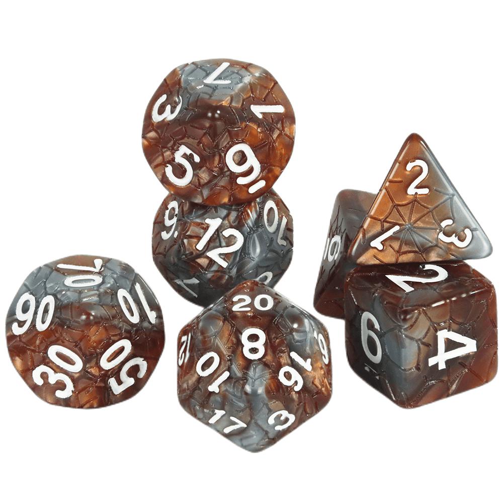 Sada mnohostěnných kostek 7ks Míchání barevných kostek s pavučinou pro deskové hry DND a deskové hry na hrdiny