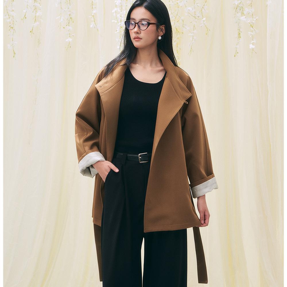 Early spring new retro Barn style versatile stand-up collar small medium and long trench coat women