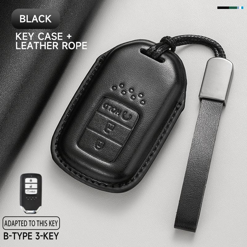 Leather Car Key Cover Case Protection Shell Keychain For Honda Accord Civic 8 10 11 Th Gen HR-V CR-V BR-V Vezel Jazz Freed Pilot