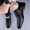 Fashion 2025 Brand Men's Spring Comfortable Lace Up Casual Leather Shoes Fashionable New Style, Men's Classic Black Soft Soled Loafers