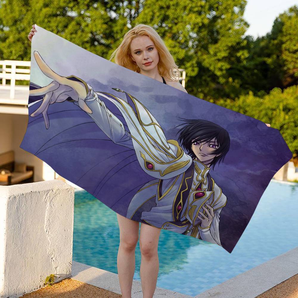 Anime Code G-Geass Bath Towel Microfiber Soft Water Absorbing Breathable For Girl Kids Decorative Cartoon Beach Towel