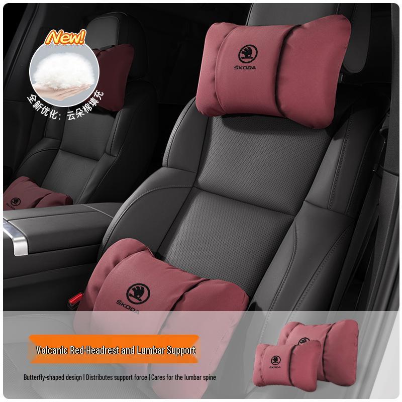Skoda Headrest Lumbar Support Pillow for Octavia, Superb, Kamiq, Karoq - Neck Protection Cushion