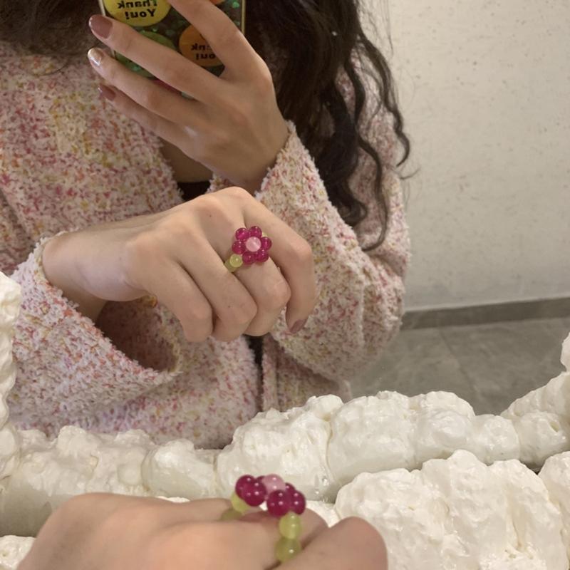 Boho Flexible Finger Jewelry Women Teens Girls Boys Lovely Sunflower Y2K-girls Vintage Summer Braid String Rings