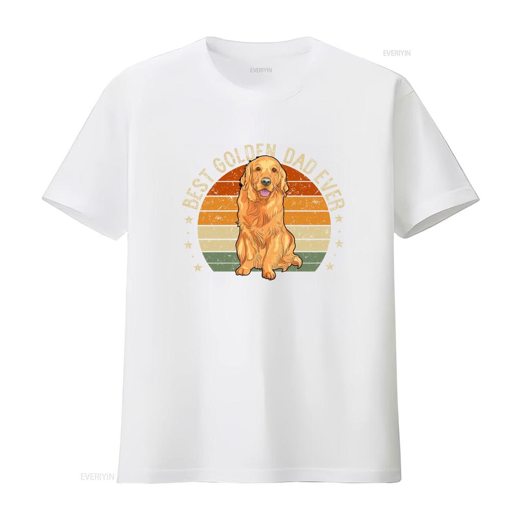 Mens Best Golden Dad Ever Retro Retriever Dog Daddy T Shirt vintage Washed Casual Stylish Unisex Soft homme Versatile