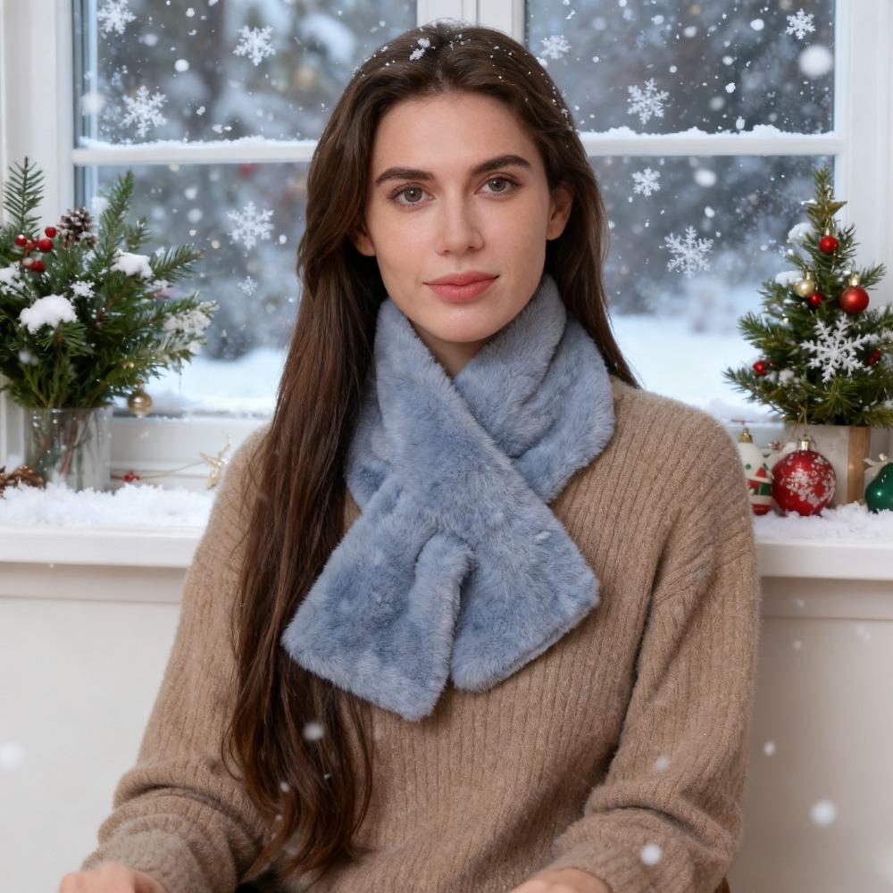 

1Pc Solid Color Scarf Women S Winter Versatile Plush Thickened Scarf Korean Version Solid Color Fur Neck Cover Girl Cute Fur