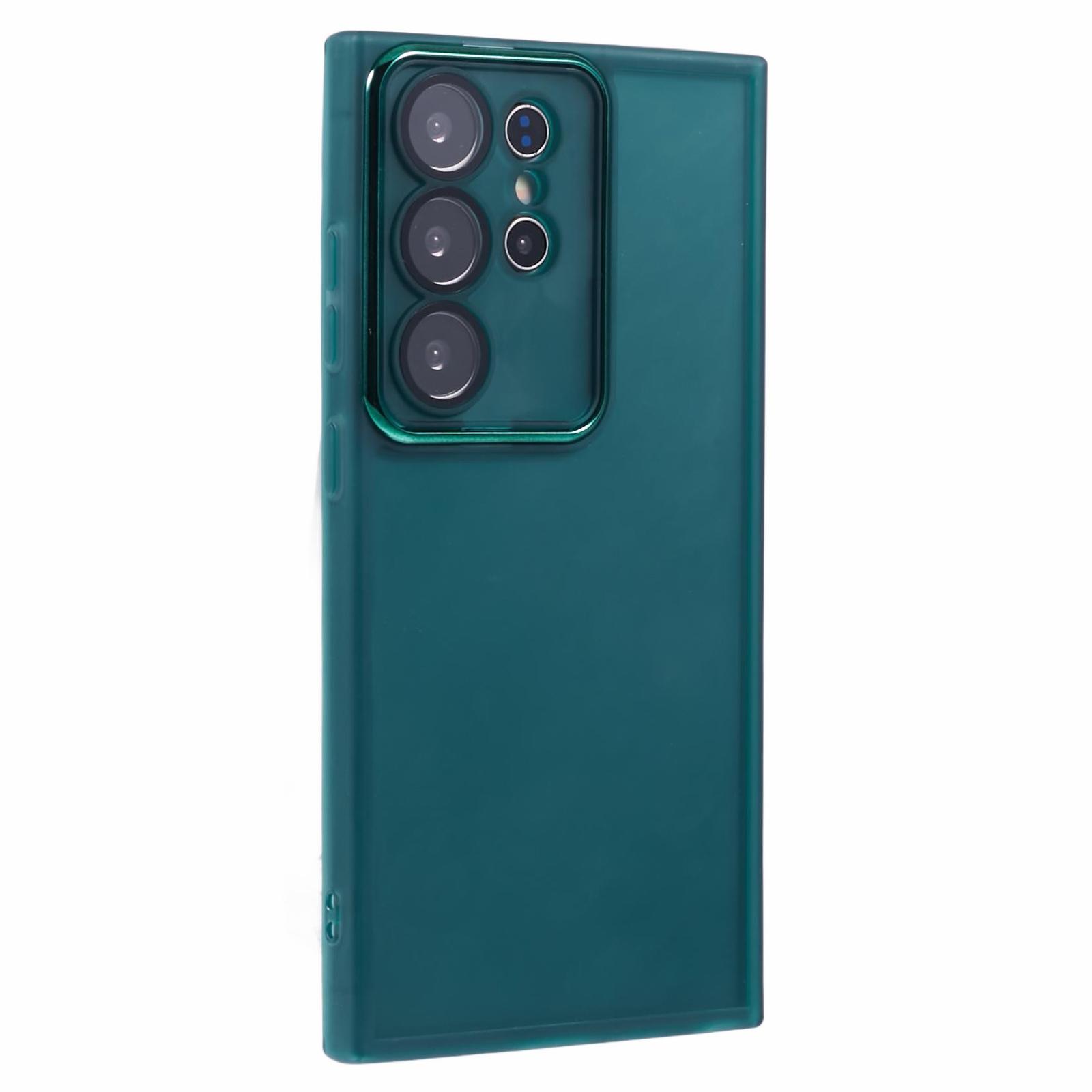 

For Samsung Galaxy S25 Ultra Case Electroplated Camera Frame TPU Phone Cover Transparent Army Green