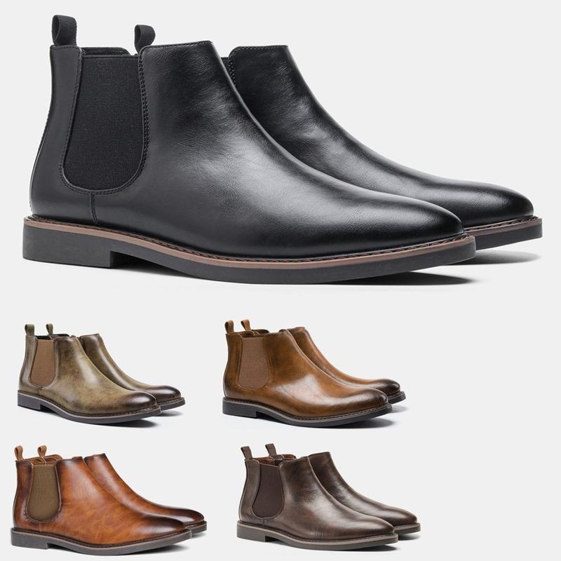 British Male Shoes Fashion Men Luxury Chelsea Boots  Retro Slip On Casual Ankle Boots Plus Size Short Botas Zapatillas Hombre
