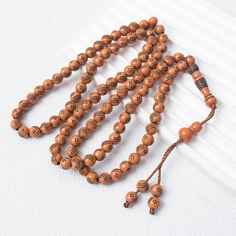 Handmade 8mm 99-Bead Imitation Wood Tasbih - Islamic Prayer Rosary