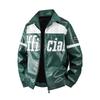 Embroidered locomotive men's leather jacket American glossy stand-up collar thickened couple baseball jersey casual flying men's leather jacket